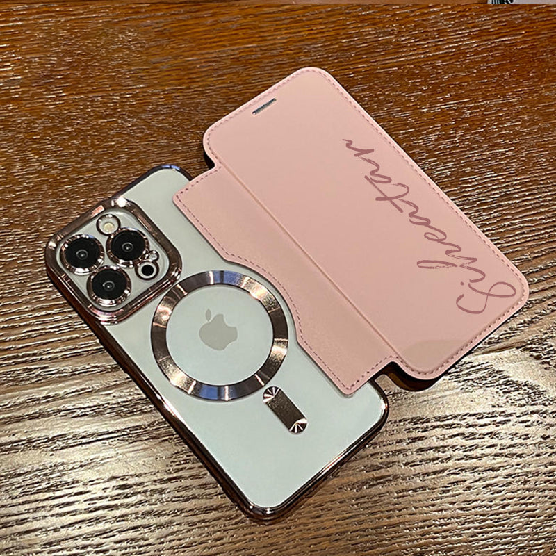 New Personalized Leather Textured Flip iPhone Case