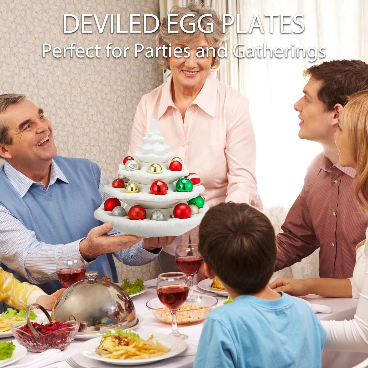 🎄Christmas Tree Deviled Egg Platter - 4-Tier Ceramic Serving Tray for Holiday Entertaining(🎁Free Shipping)
