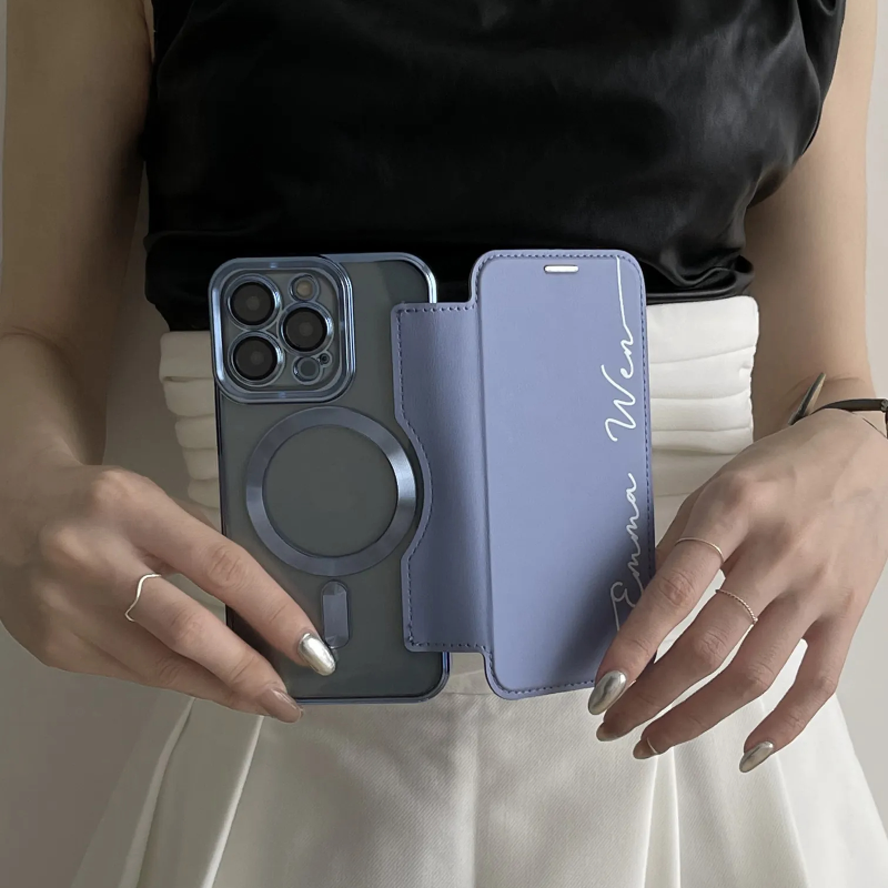 New Personalized Leather Textured Flip iPhone Case