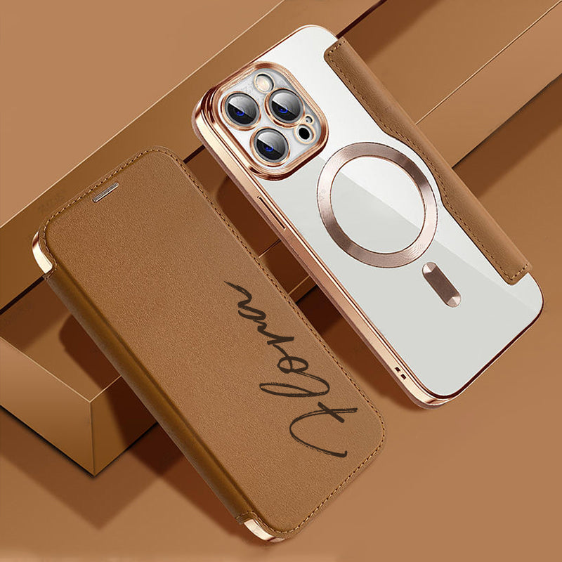 New Personalized Leather Textured Flip iPhone Case