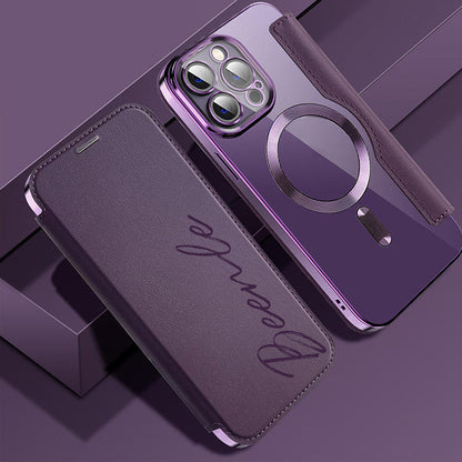 New Personalized Leather Textured Flip iPhone Case