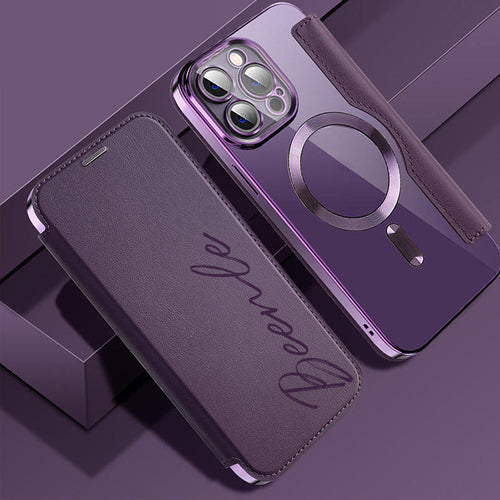 New Personalized Leather Textured Flip iPhone Case