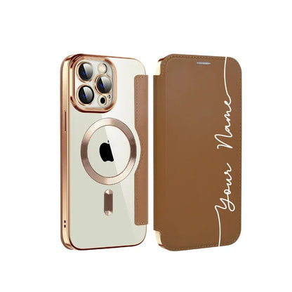 New Personalized Leather Textured Flip iPhone Case