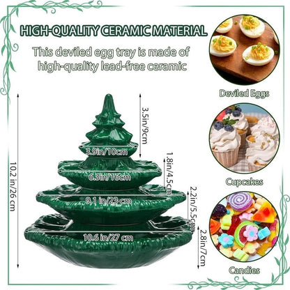 🎄Christmas Tree Deviled Egg Platter - 4-Tier Ceramic Serving Tray for Holiday Entertaining(🎁Free Shipping)