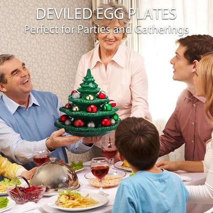 🎄Christmas Tree Deviled Egg Platter - 4-Tier Ceramic Serving Tray for Holiday Entertaining(🎁Free Shipping)
