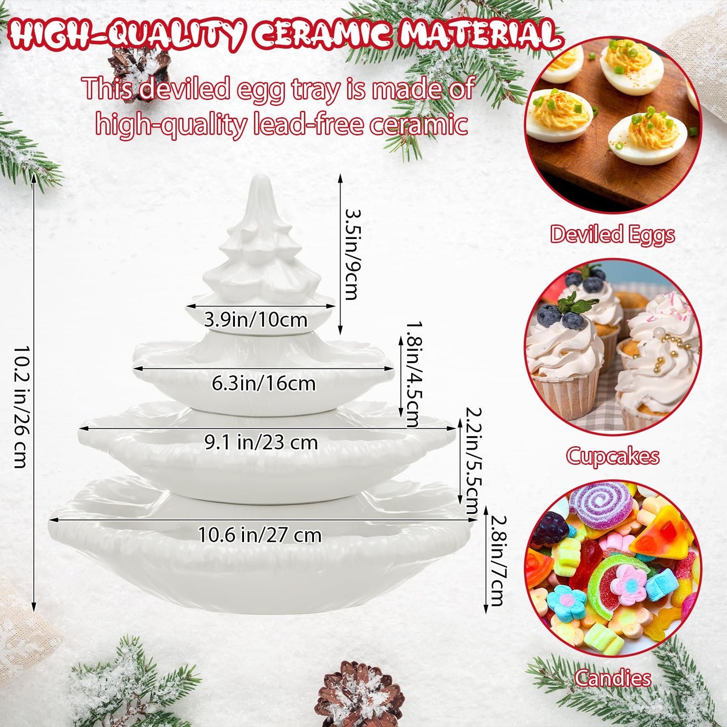 🎄Christmas Tree Deviled Egg Platter - 4-Tier Ceramic Serving Tray for Holiday Entertaining(🎁Free Shipping)