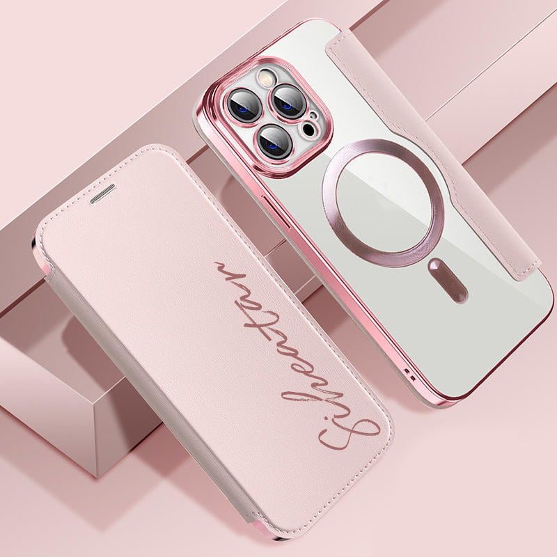 New Personalized Leather Textured Flip iPhone Case