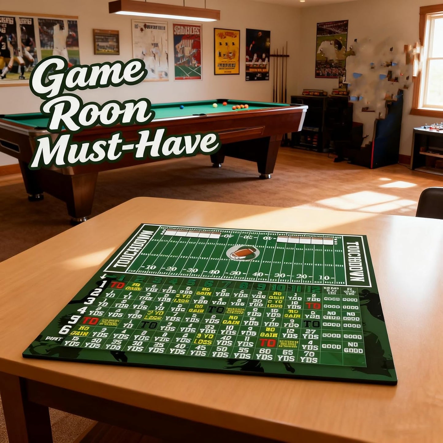 🏈Football Dice Game - Wooden Tabletop Board Game with Dice Tray, Dry Erase Scoreboard and 3 Dice🎲🌟
