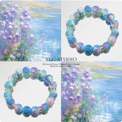 Blue & Purple Gradient Elegant Bangle, Luxurious Artistic Jewelry
