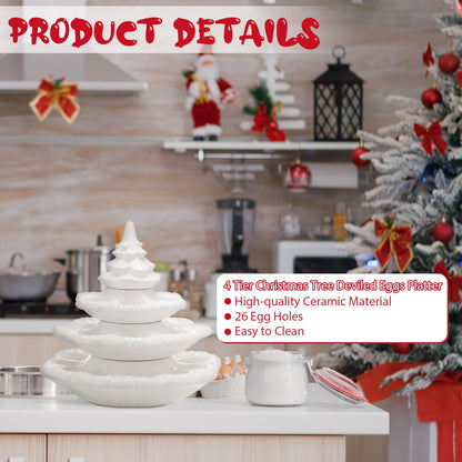 🎄Christmas Tree Deviled Egg Platter - 4-Tier Ceramic Serving Tray for Holiday Entertaining(🎁Free Shipping)