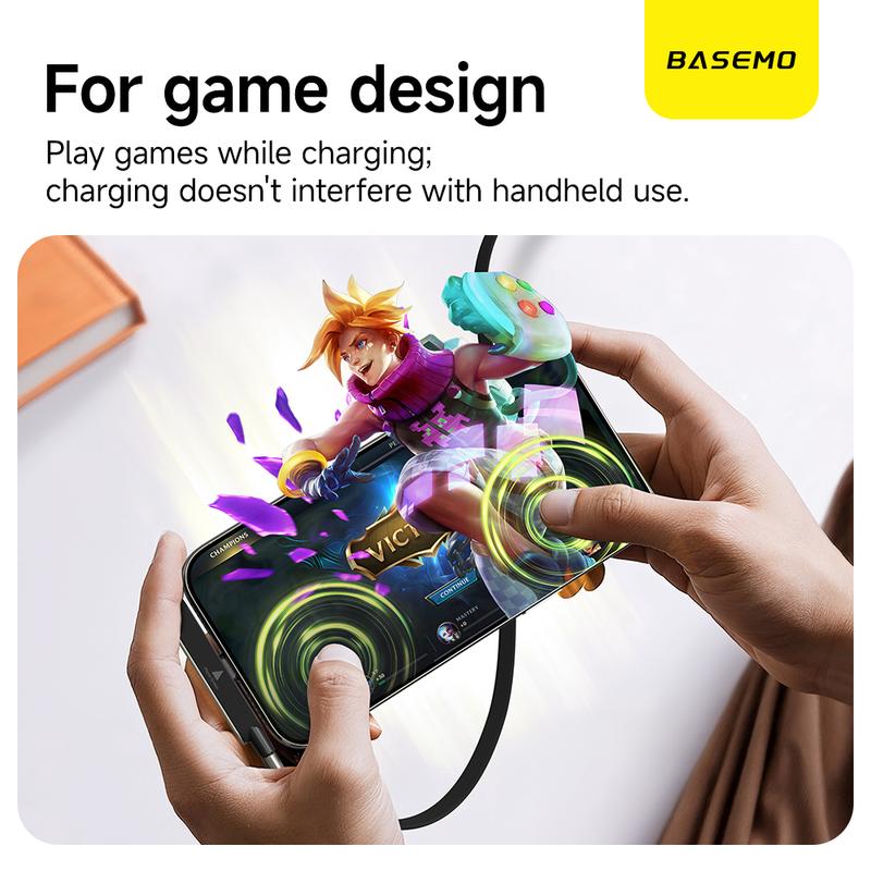 Basemo 240W Super Fast Charging  360° Rotating Invisible Stand Detachable Two-in-One Charging Cable, Zinc Alloy Silicone Type-C Cable compatible with Apple and Samsung, essential for gaming, office, and car use | Bestselling cutting-edge technology.