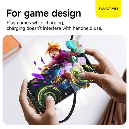 Basemo 240W Super Fast Charging  360° Rotating Invisible Stand Detachable Two-in-One Charging Cable, Zinc Alloy Silicone Type-C Cable compatible with Apple and Samsung, essential for gaming, office, and car use | Bestselling cutting-edge technology.