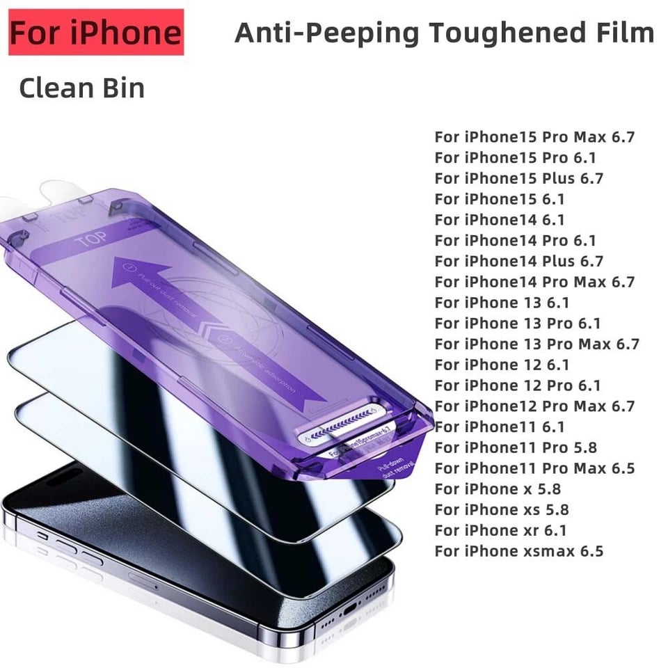 🔥Last Day 49% OFF📱2025 Privacy Tempered Glass Screen Protector For iphone- Dust Free Without Bubbles