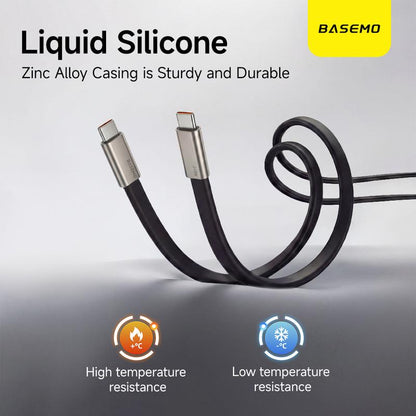 Basemo 240W Super Fast Charging  360° Rotating Invisible Stand Detachable Two-in-One Charging Cable, Zinc Alloy Silicone Type-C Cable compatible with Apple and Samsung, essential for gaming, office, and car use | Bestselling cutting-edge technology.