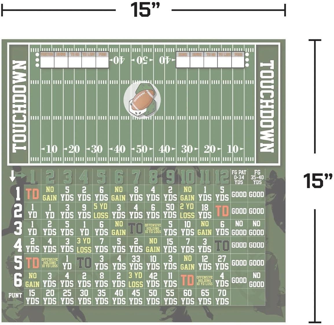 🏈Football Dice Game - Wooden Tabletop Board Game with Dice Tray, Dry Erase Scoreboard and 3 Dice🎲🌟