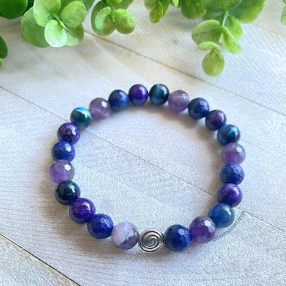 Manifestation Crystal Bracelet: Amethyst, Lapis Lazuli, Tiger Eye
