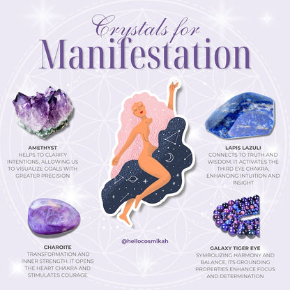Manifestation Crystal Bracelet: Amethyst, Lapis Lazuli, Tiger Eye