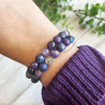 Manifestation Crystal Bracelet: Amethyst, Lapis Lazuli, Tiger Eye
